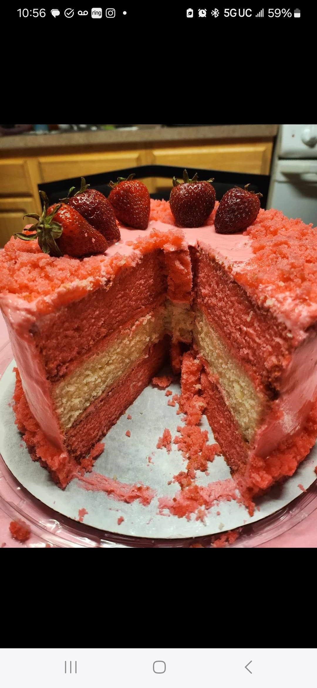Strawberry Three-Layer Cake (8 inch, with fruit)